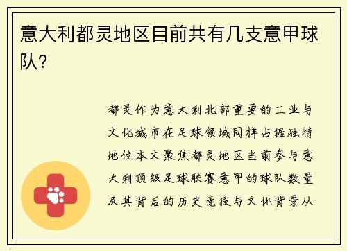 意大利都灵地区目前共有几支意甲球队？